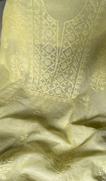 将图像加载到图库查看器中， Pure Mul Chanderi Chikankari 3 Pc Unstitched Suit Set