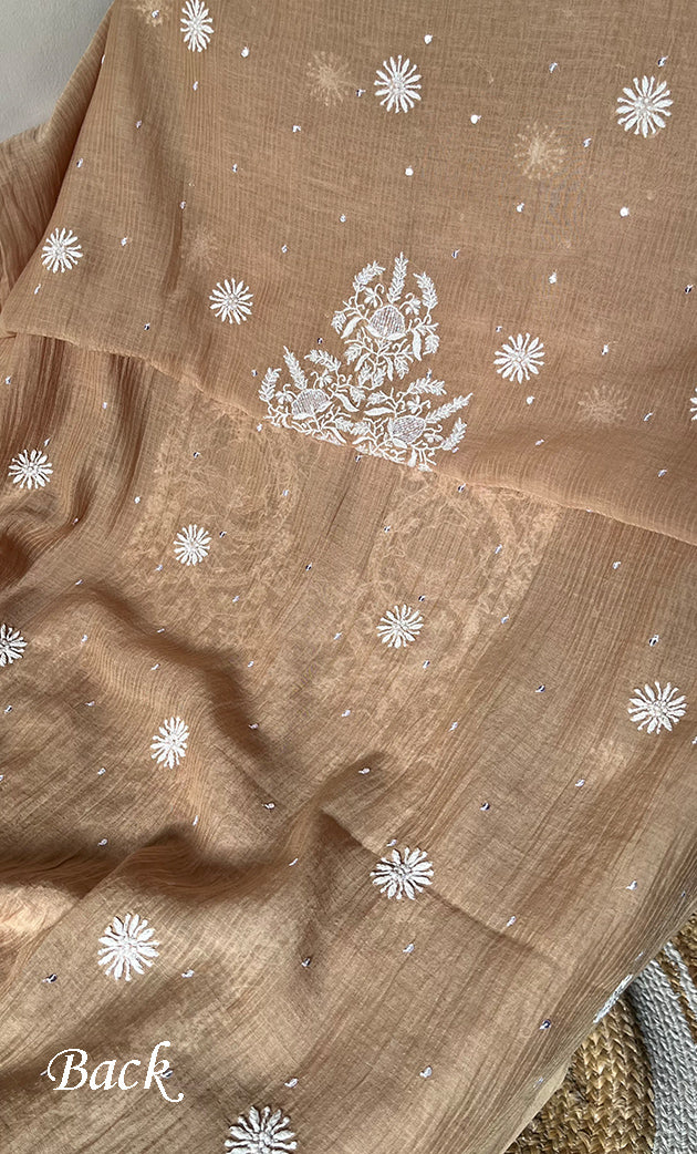 Women's Lakhnavi Handcrafted Maheshwari Mul Chanderi Unstitched Kurta And Dupatta Set - HONC0301252