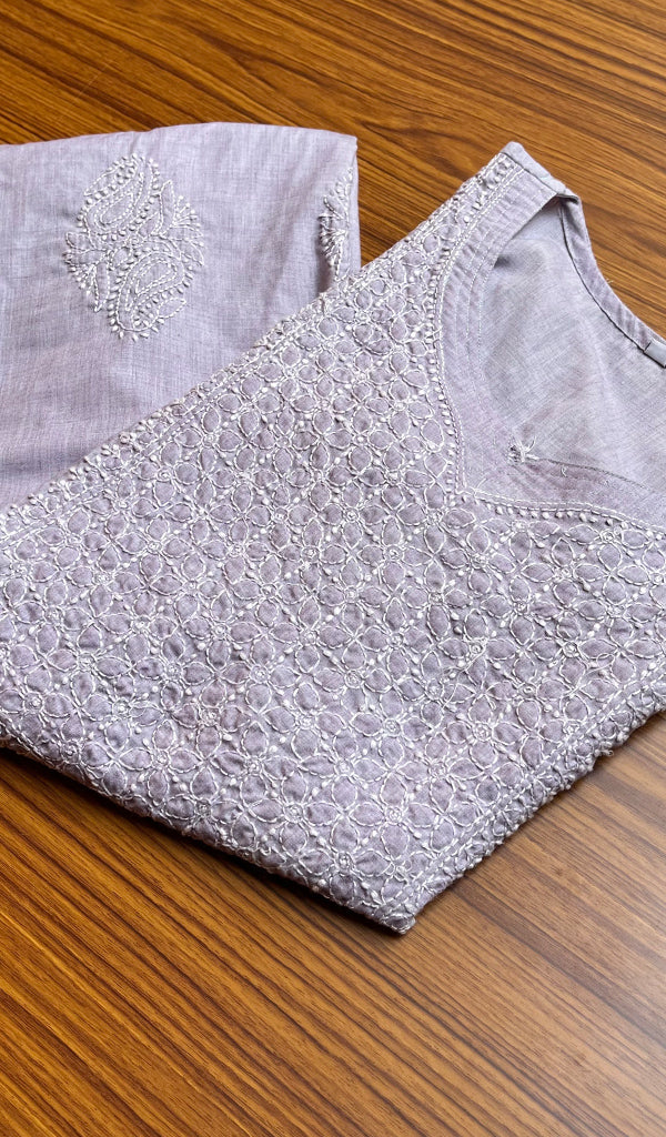 Women's Lucknowi Handcrafted  Cotton Chikankari Kurti - HONC0301067