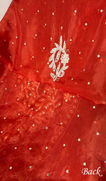 Load image into Gallery viewer, Women's Lakhnavi Handcrafted Pure Organza Chikankari Unstitched Kurta And Dupatta Set- HONC0341318