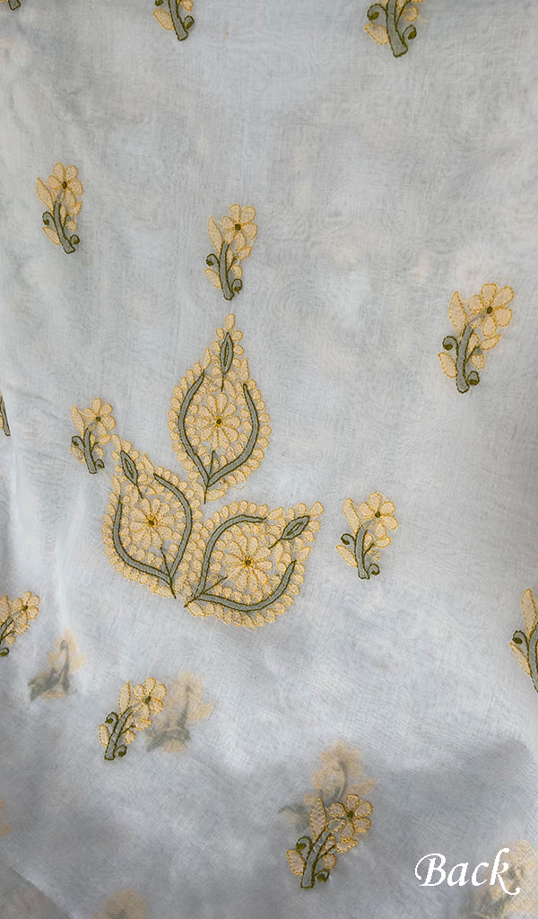 Women's Lakhnavi Handcrafted Cotton Unstitched Chikankari Suit Material - HONC0367398