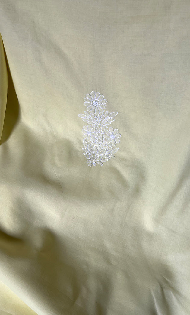 Women's Lakhnavi Handcrafted Unstitched Cotton Chikankari Suit Material - HONC0310531