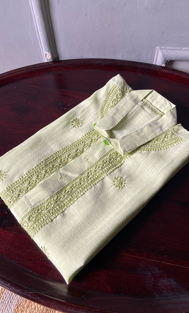 Men's Lucknowi Handcrafted Cotton Chikankari Kurta - HONC0288689