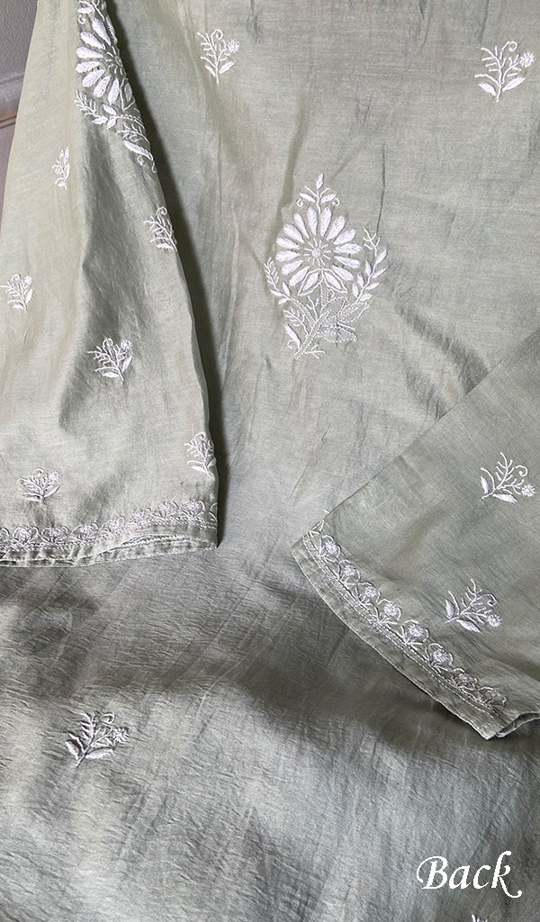Women's Lakhnavi Handcrafted Chanderi Silki Semi - Stitched Kurta And Dupatta Set - HONC0371447