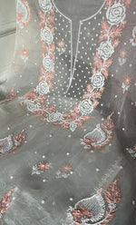 Load image into Gallery viewer, Gulaab Women's Lakhnavi Handcrafted Pure Organza Chikankari Unstitched Kurta And Dupatta Set- HONC0325122