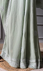 Load image into Gallery viewer, Women&#39;s Lakhnavi Handcrafted Pure Silk Georgette Chikankari - HONC0287581
