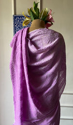 Load image into Gallery viewer, Women's Lakhnavi Handcrafted Viscose Georgette Chikankari Saree - HONC090396