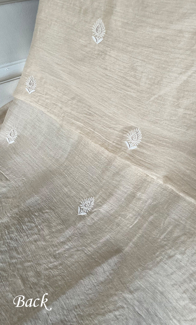 Women's Lakhnavi Handcrafted Munga Silk Chikankari Kurta And Dupatta Set- HONC0283182