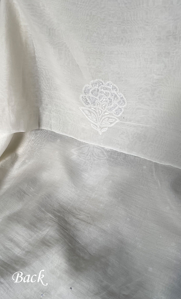 Women's Lakhnavi Handcrafted Unstitched Mul Chanderi Kurta And Dupatta Set - HONC0324844