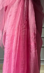 Load image into Gallery viewer, Women&#39;s Lucknowi Handcrafted Pure Organza Silk Chikankari Saree - HONC0273030
