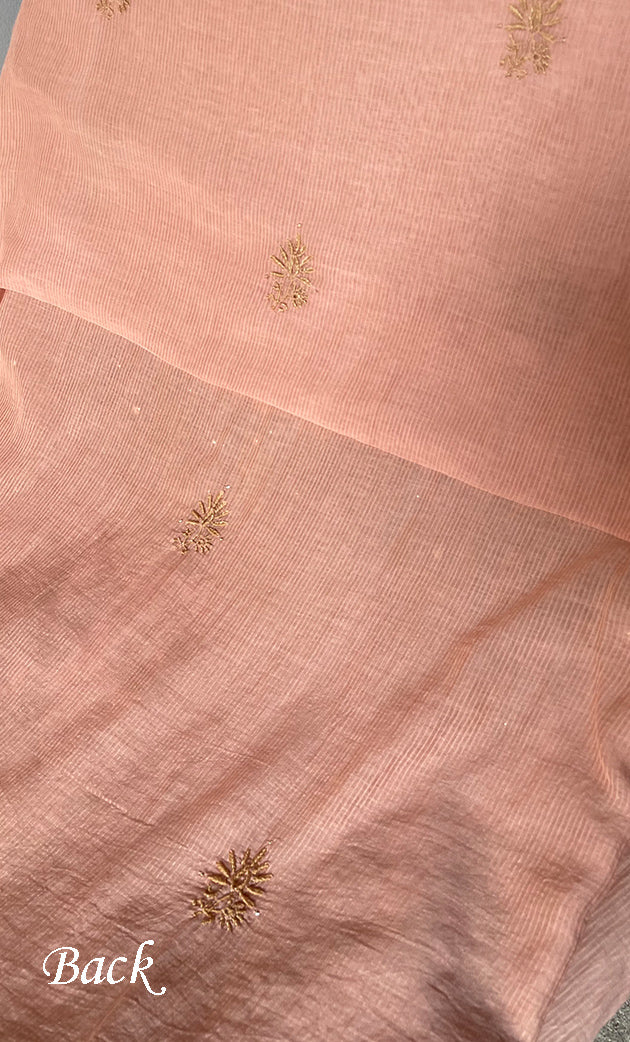 Women's Lakhnavi Handcrafted Maheshwari Mul Chanderi Unstitched Kurta And Dupatta Set - HONC0270061