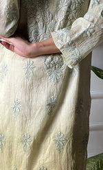 Load image into Gallery viewer, Women&#39;s Lucknowi Handcrafted Mul Chanderi Chikankari Kurti - HONC0308108
