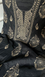 Load image into Gallery viewer, Women's Lakhnavi Handcrafted Mul Chanderi Unstitched Chikankari Full Suit - HONC0351095