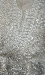 Load image into Gallery viewer, Women's Lakhnavi Handcrafted Unstitched Munga Silk Chikankari Kurta And Dupatta Set- HONC0337755