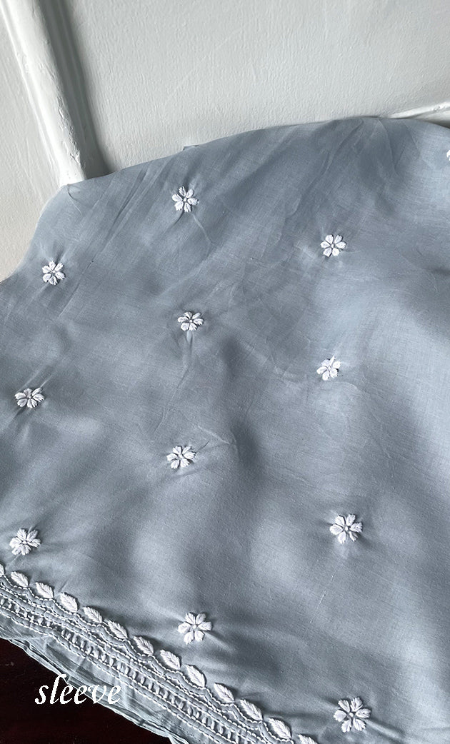 Women's Lakhnavi Handcrafted Cotton Chikankari Unstitched Kurti Fabric - HONC0318762