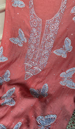 将图像加载到图库查看器中， Titlee Women's Lakhnavi Handcrafted Mul Chanderi Unstitched Chikankari Full Suit Material - HONC0312077