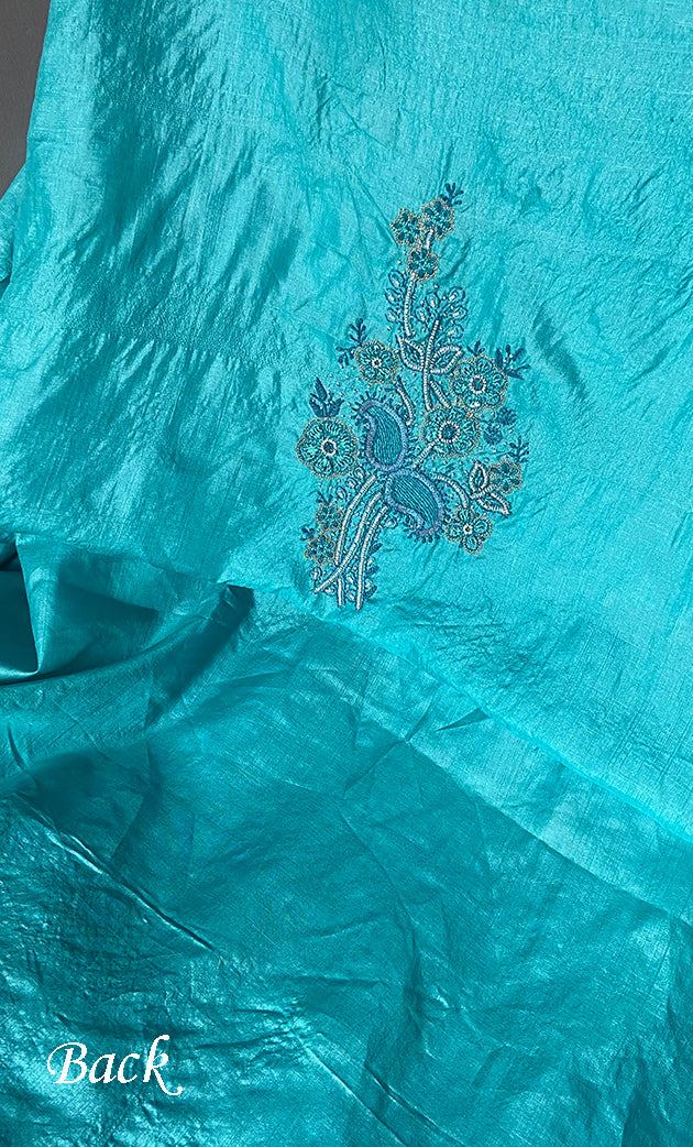 Women's Lakhnavi Handcrafted Tussar Silk Chikankari Kurta And Dupatta Set - HONC0245856