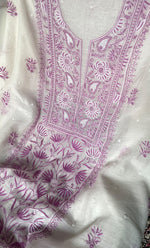 Load image into Gallery viewer, Women's Lakhnavi Handcrafted Unstitched Mul Chanderi Kurta And Dupatta Set - HONC0327488