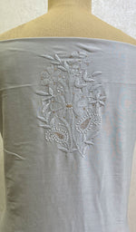 Load image into Gallery viewer, Women&#39;s Lakhnavi Handcrafted Chanderi Silk Chikankari Unstitched Kurti Fabric - HONC0151905