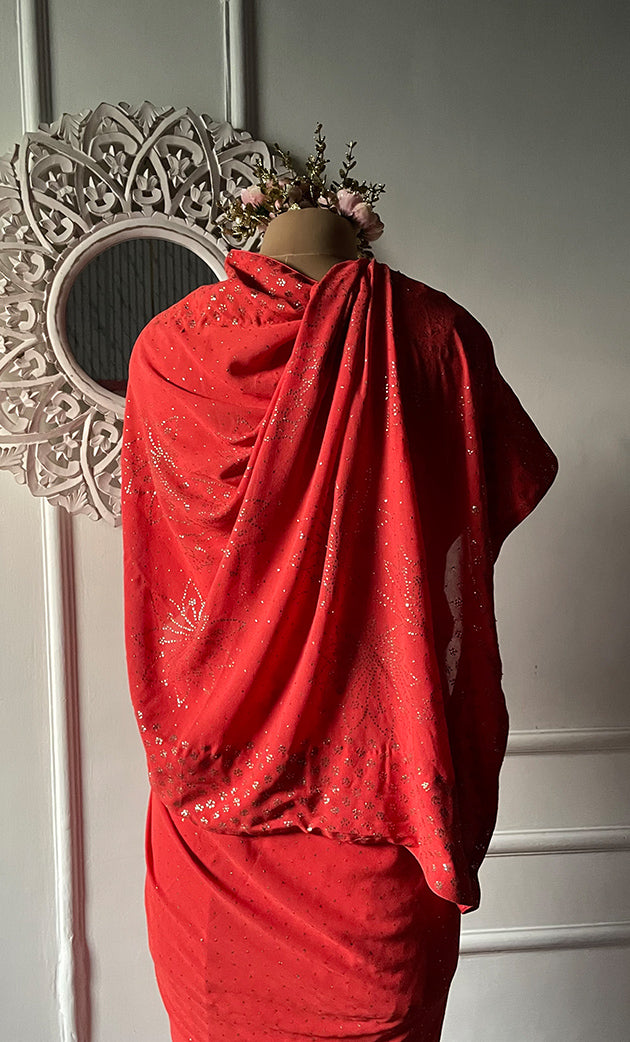 Women's Lakhnavi Handcrafted Pure Silk Georgette Chikankari Saree - HONC0307218