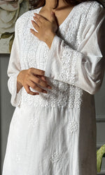 Load image into Gallery viewer, Women&#39;s Lakhnavi Handcrafted Kota Cotton Chikankari Kurti - HONC0305763
