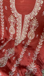 Load image into Gallery viewer, Women's Lakhnavi Handcrafted Mul Chanderi Unstitched Kurta And Dupatta Set - HONC0365688