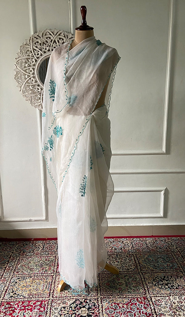 Pure Organza Silk Chikankari Saree
