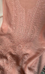 Load image into Gallery viewer, Women's Lakhnavi Handcrafted Mul Chanderi Unstitched Chikankari Full Suit Material - HONC0324500