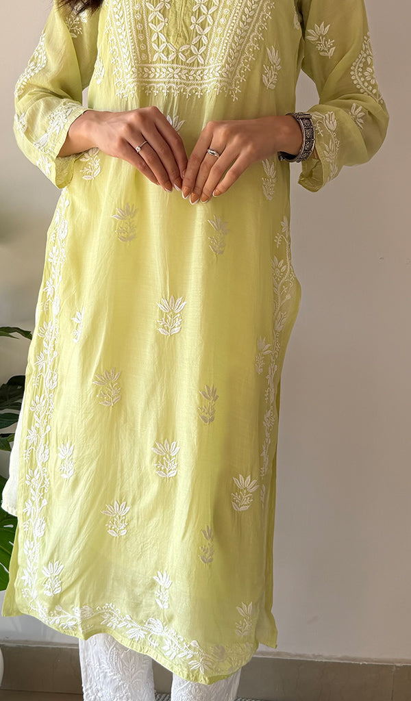 Jiya Women's Lakhnavi Handcrafted Muslin Chikankari Kurti - HONC0367885