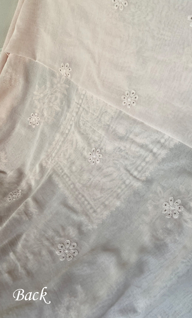 Women's Lakhnavi Handcrafted Mul Cotton Chikankari Kurta And Kurta Dupatta Set - HONC091986