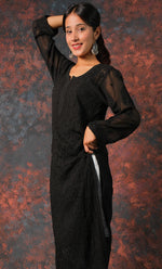 Load image into Gallery viewer, Yusra Women&#39;s Lakhnavi Handcrafted Viscose Georgette Chikankari Kurti- HONC0327261
