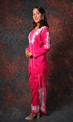 Load image into Gallery viewer, khayal Women&#39;s Lakhnavi Handcrafted Cotton Chikankari Kurti And Plazzo Set - HONC0323907
