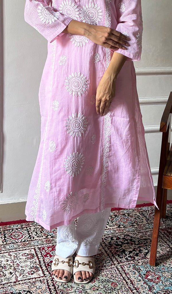 Women's Lakhnavi Handcrafted Kota Cotton Chikankari Kurti - HONC0360454