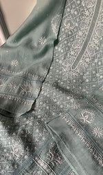 将图像加载到图库查看器中， Women&#39;s Lakhnavi Handcrafted Mul Chanderi Semi - Stitched Kurta And Dupatta Set - HONC0236657
