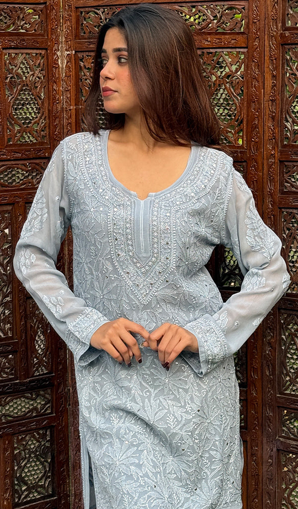 Women's Lucknowi Handcrafted Viscose Georgette Chikankari Top - HONC0227635