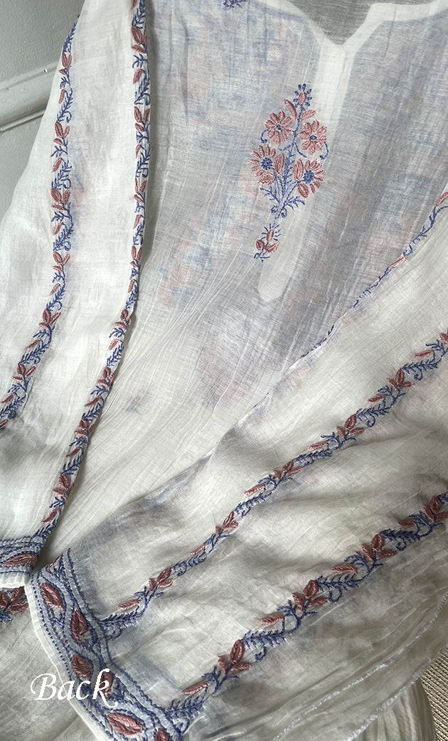 Women's Lakhnavi Handcrafted Mul Chanderi Semi - Stitched Kurta And Dupatta Set - HONC0314230