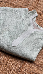 Load image into Gallery viewer, Women&#39;s Lakhnavi Handcrafted Viscose Georgette Chikankari Kurti- HONC0276111
