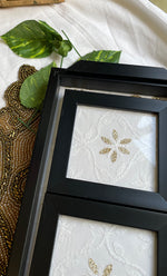 将图像加载到图库查看器中， Handcrafted Chikankari Tray with Two Coasters – Wooden Frame - HONC0310964
