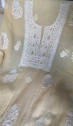 Load image into Gallery viewer, Women's Lakhnavi Handcrafted Mul Chanderi Unstitched Kurta And Dupatta Set - HONC0374246
