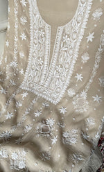 Load image into Gallery viewer, Women's Lakhnavi Handcrafted Unstitched Mul Chanderi Kurta And Dupatta Set - HONC0329035