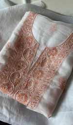 Load image into Gallery viewer, Women&#39;s Lakhnavi Handcrafted Pure Organza Chikankari Unstitched Kurta And Dupatta Set- HONC0270074
