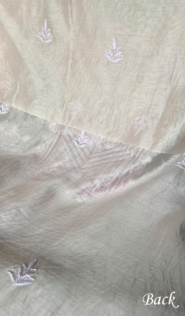 Women's Lakhnavi Handcrafted Mul Chanderi Unstitched Chikankari Full Suit Material - HONC0298566