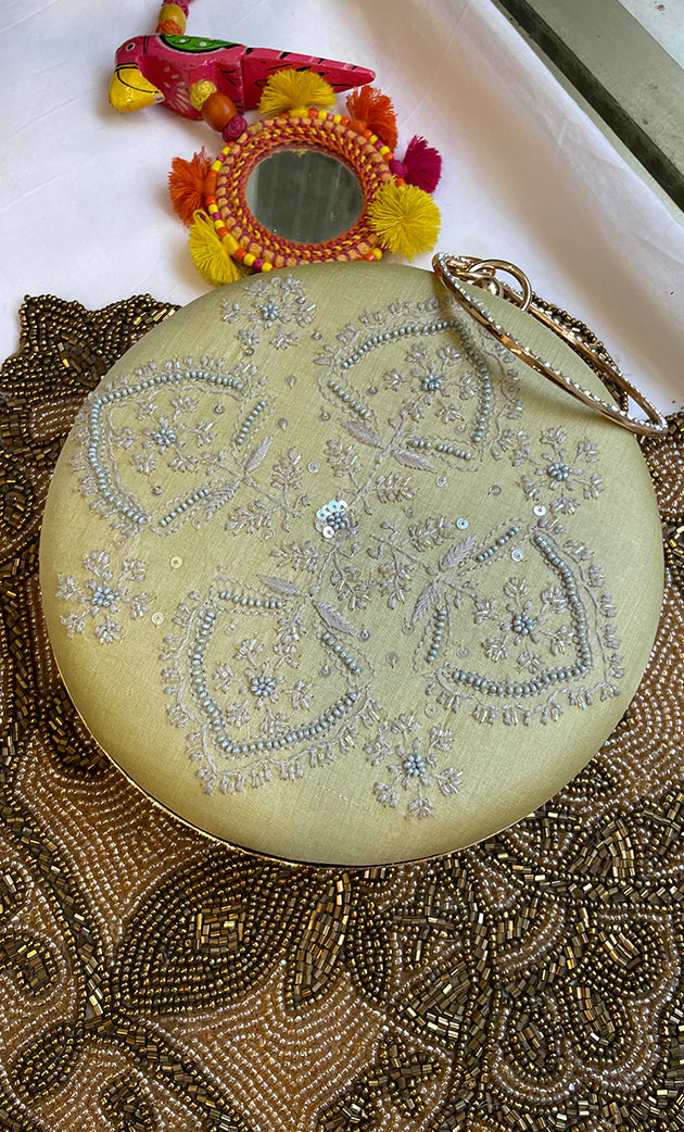 Elegant Floral Chik0ankari Handle Clutch - HONC0313577