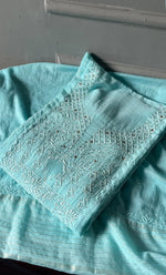 将图像加载到图库查看器中， Women&#39;s Lakhnavi Handcrafted Mul Chanderi Semi - Stitched Kurta And Dupatta Set - HONC0281966
