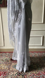 Load image into Gallery viewer, Women's Lucknowi Handcrafted Faux-Georgette Chikankari Saree - HONC0348740