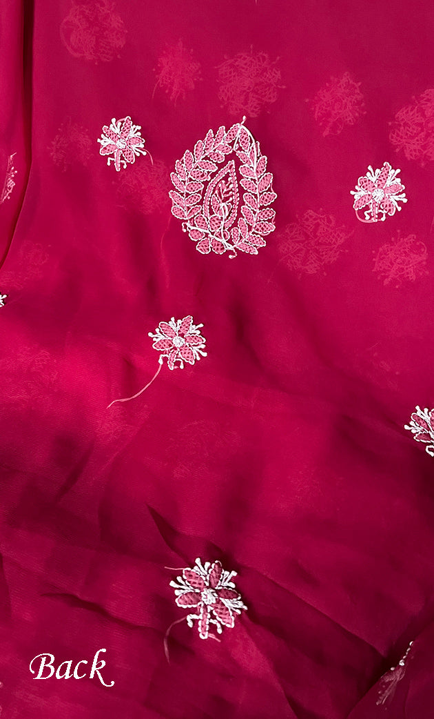 Women's Lucknowi Handcrafted Faux-Georgette Chikankari Suit Material - HONC0311926
