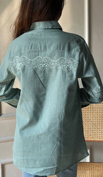 将图像加载到图库查看器中， Women&#39;s Lucknowi Handcrafted Slub Cotton Chikankari Top - HONC0299122
