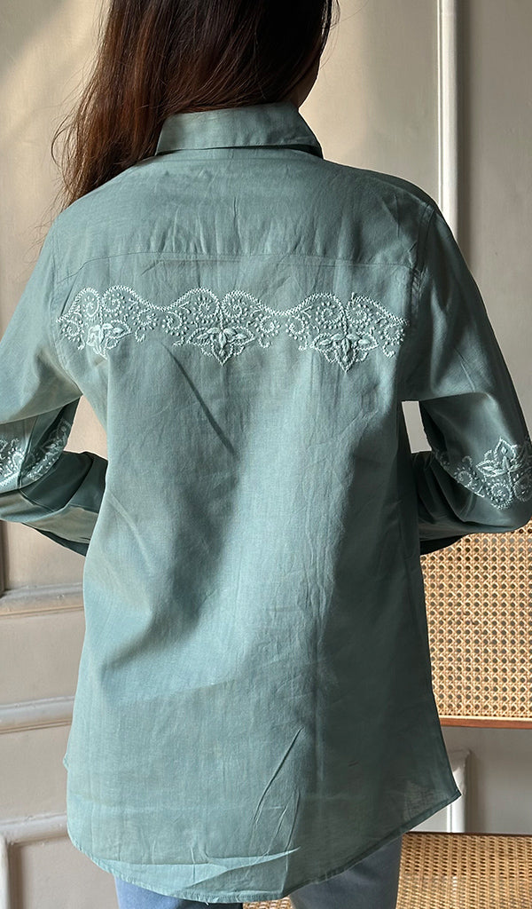 Women's Lucknowi Handcrafted Slub Cotton Chikankari Top - HONC0299122
