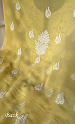 将图像加载到图库查看器中， Laila Women's Lucknowi Handcrafted Faux-Georgette Unstitched  Chikankari Suit Material - HONC0330375