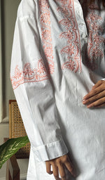 Load image into Gallery viewer, Enayat Women&#39;s Lakhnavi Handcrafted Cotton Chikankari Oversized Kurta And Pant Set - HONC0293604
